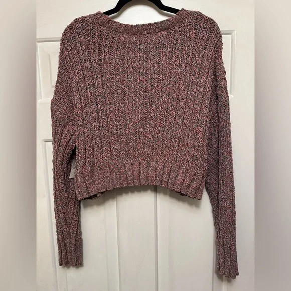 Arizona Jean Company Cropped Chunky Cable Knit Sweater in Color Warm Marl Size L - Picture 4 of 5